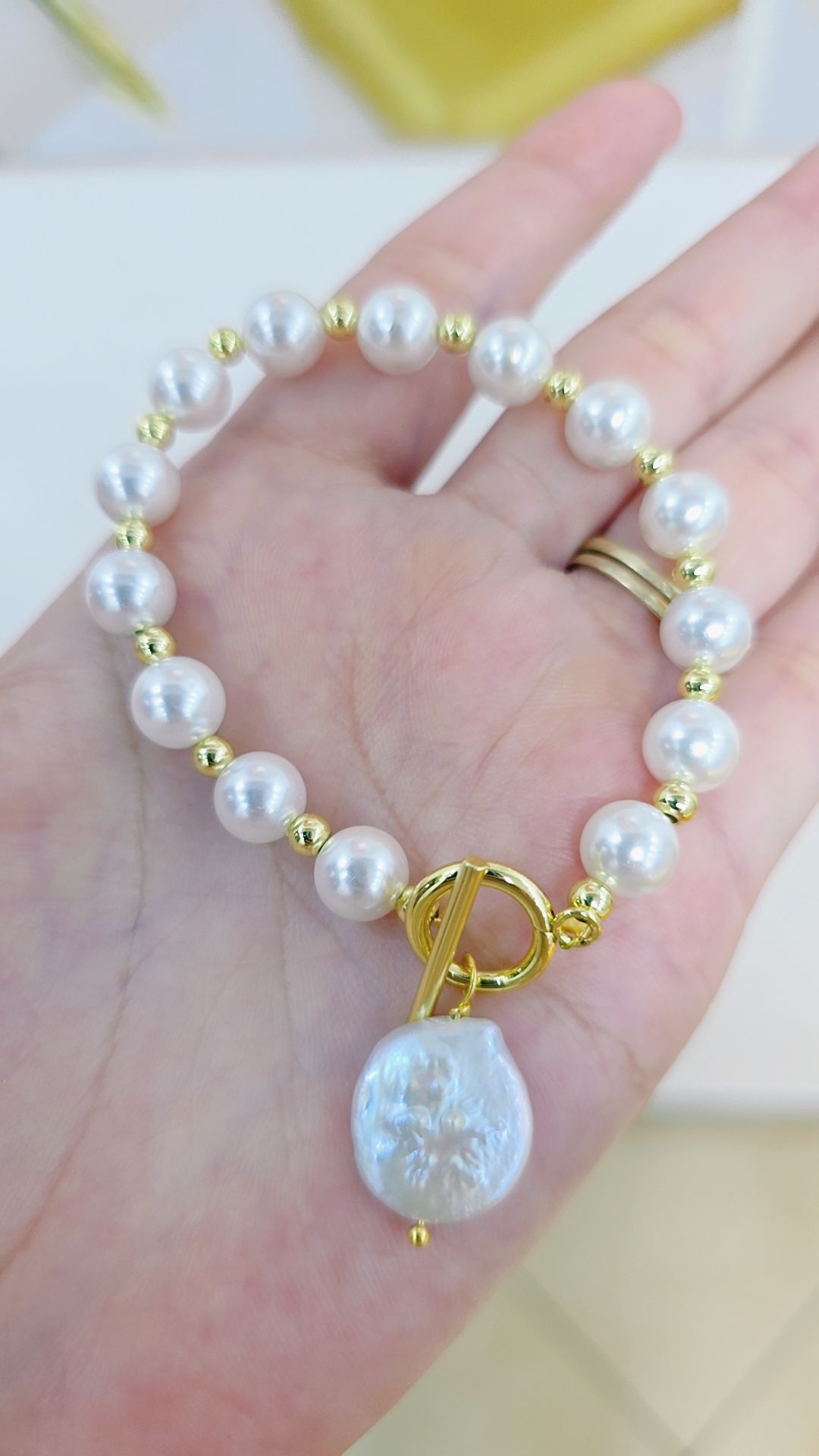 80560372 Pulsera de combinación esferas y perlas de rio