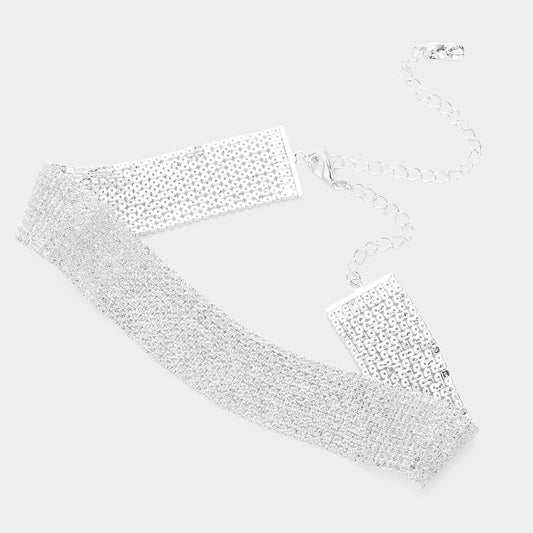 Set de gargantilla y pendientes con diamantes de imitación