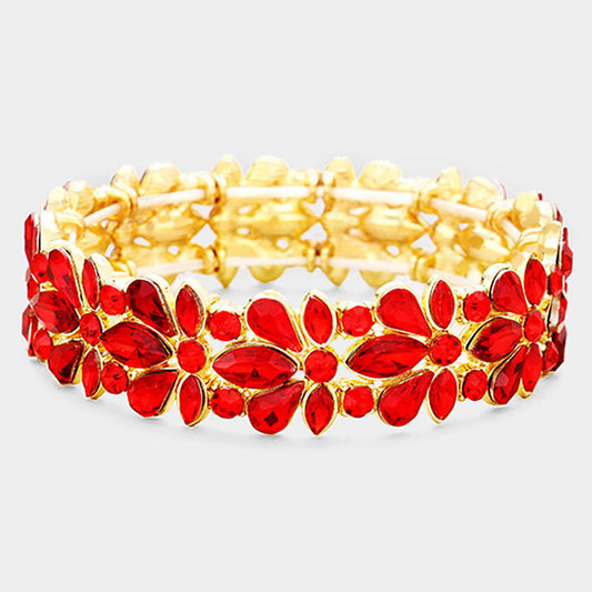 Pulsera de noche elástica con cristales en forma de flor liz