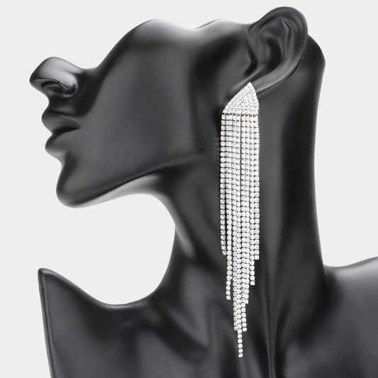 Pendientes de noche colgantes con flecos de brillantes