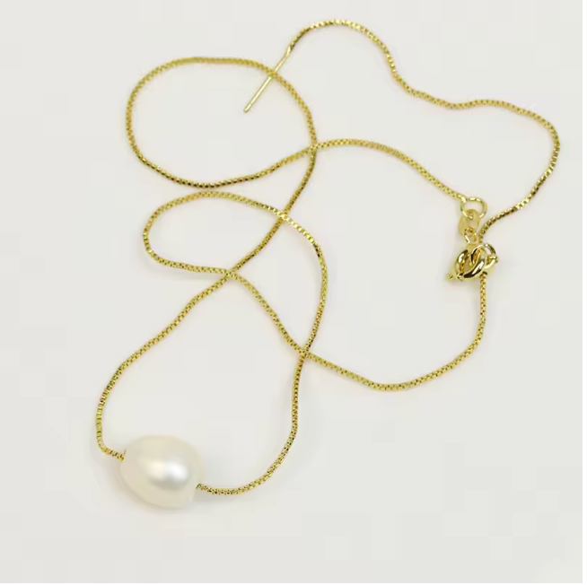 79012084 Cadena con dije de perla en oro laminado 18k (3capas)