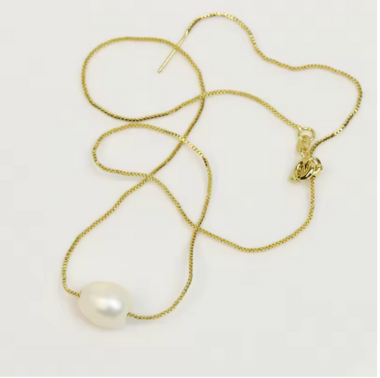 79012084 Cadena con dije de perla en oro laminado 18k (3capas)