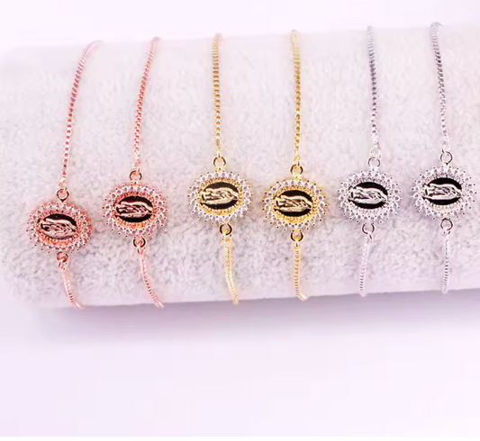 83922420 Pulsera ajustable Virgen de Guadalupe en oro Laminado 18k (3capas)