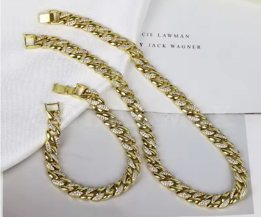 89174004 Cadena de lujo con brillantes en oro laminado 18k (3 Capas)
