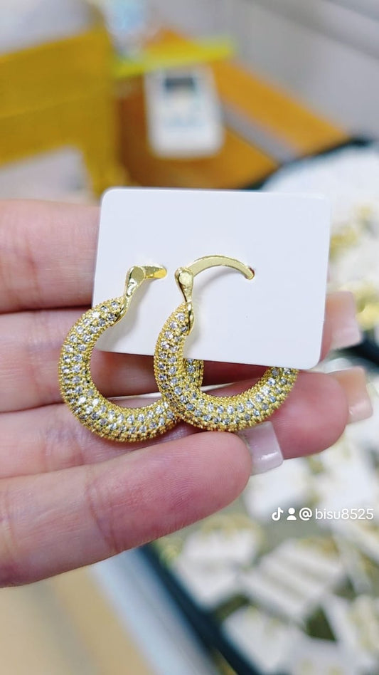 Aretes aros con brillantes 20mm