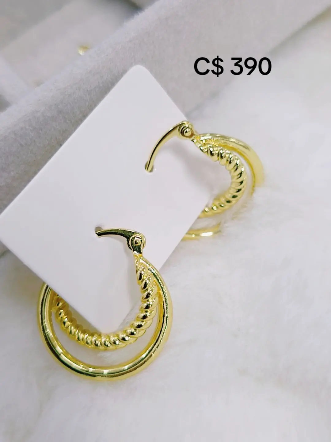 91880948 Aretes huggies doble en oro laminado 18k (3 Capas)