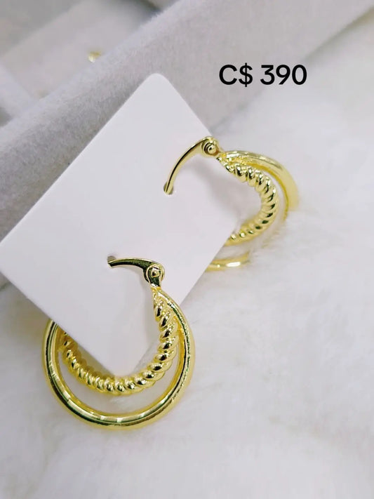 91880948 Aretes huggies doble en oro laminado 18k (3 Capas)