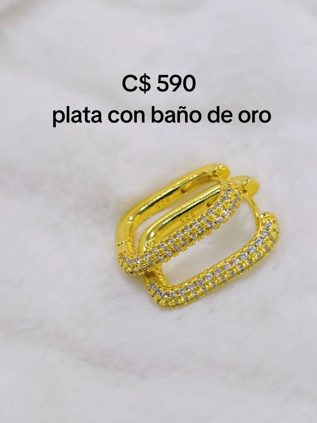 23469300 Aretes geométricos en oro laminado 18k (3 Capas)