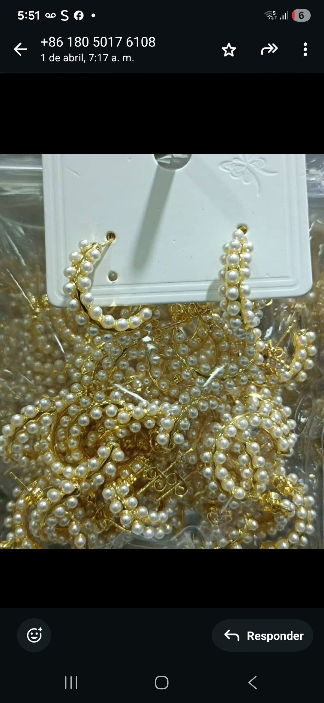 66545396 Aros  de perlas